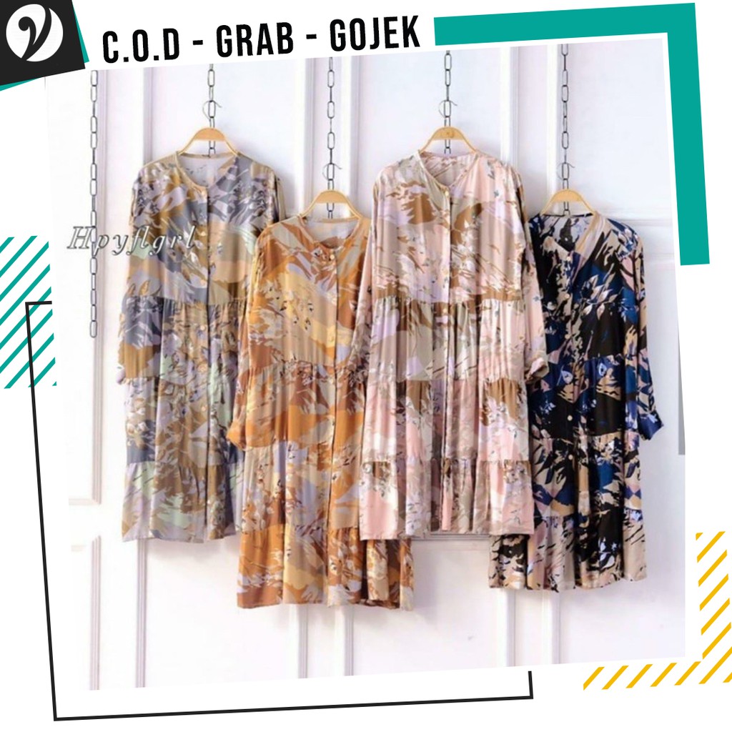 Baju Panjang Wanita Long Tunic Chati Rayon Viscose Motif