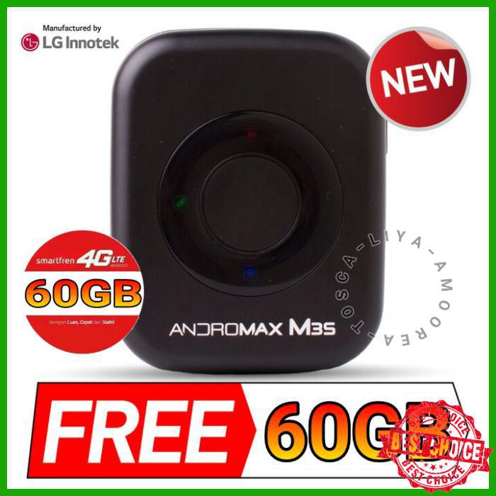 PROMO HARGA TERMURAH MiFi 4G Modem WiFi 4G Smartfren 4G Andromax M3S - FREE KUOTA 60GB - Hitam