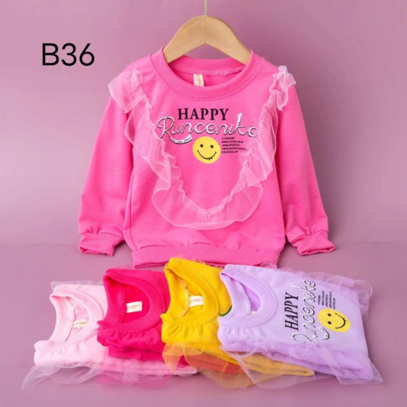 [4-9T] Sweater anak cewek import 4-9 tahun kerah mutiara import / baju atasan kaos sweater anak cewek usap import motif beruang teddy bear aplikasi bordir kerah mutiara