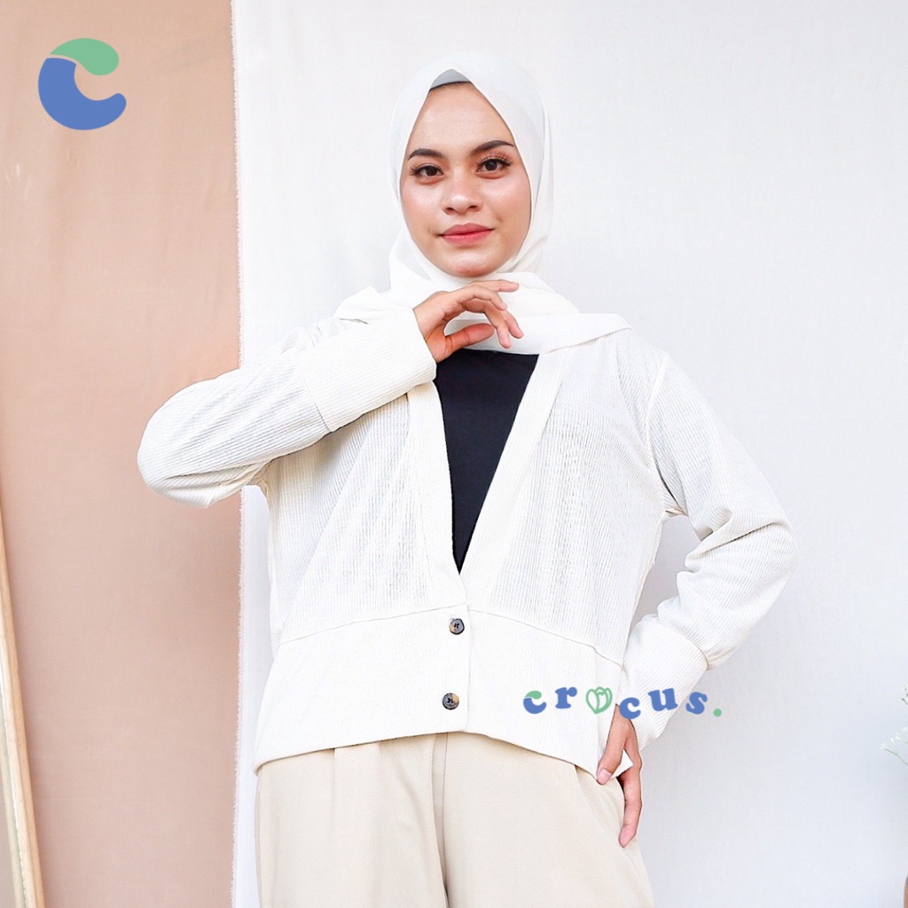 [ 𝐂𝐫𝐨𝐜𝐮𝐬 ] Weekly Outer Rib / Atasan Wanita-Weekly - WHITE BW