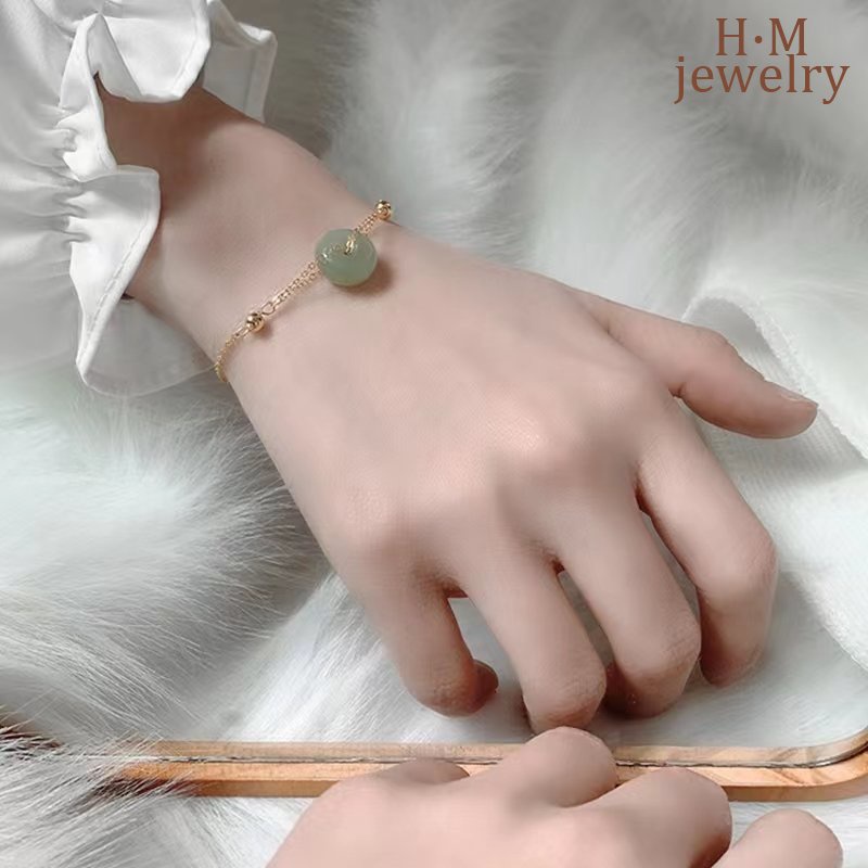 Gelang Tangan Manik-Manik Batu Jade Hetian Vintage Untuk Wanita