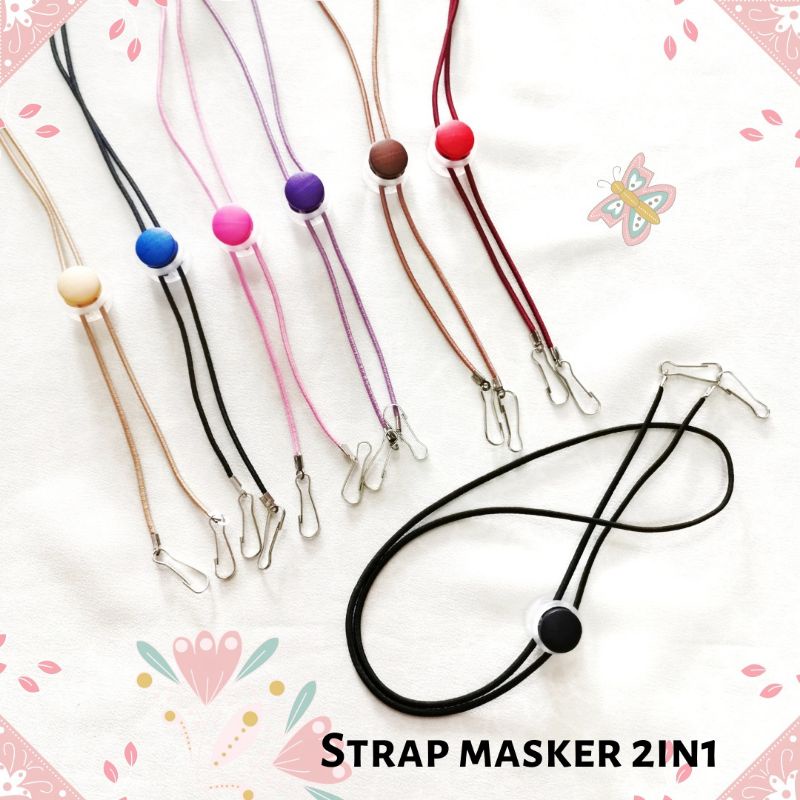 Strap masker 2in1 Elastis Polos / Kalung sekaligus konektor masker hijab