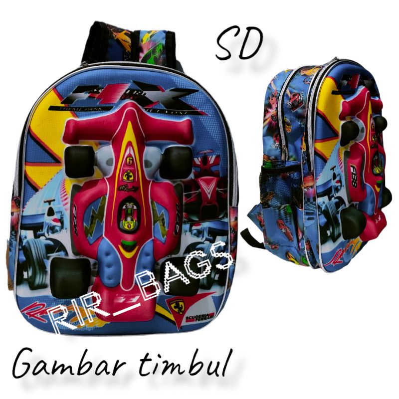 Tas sekolah anak laki laki/Tas anak mobil SD/Tas ransel anak/Tas anak laki laki timbul/Tas anak mura