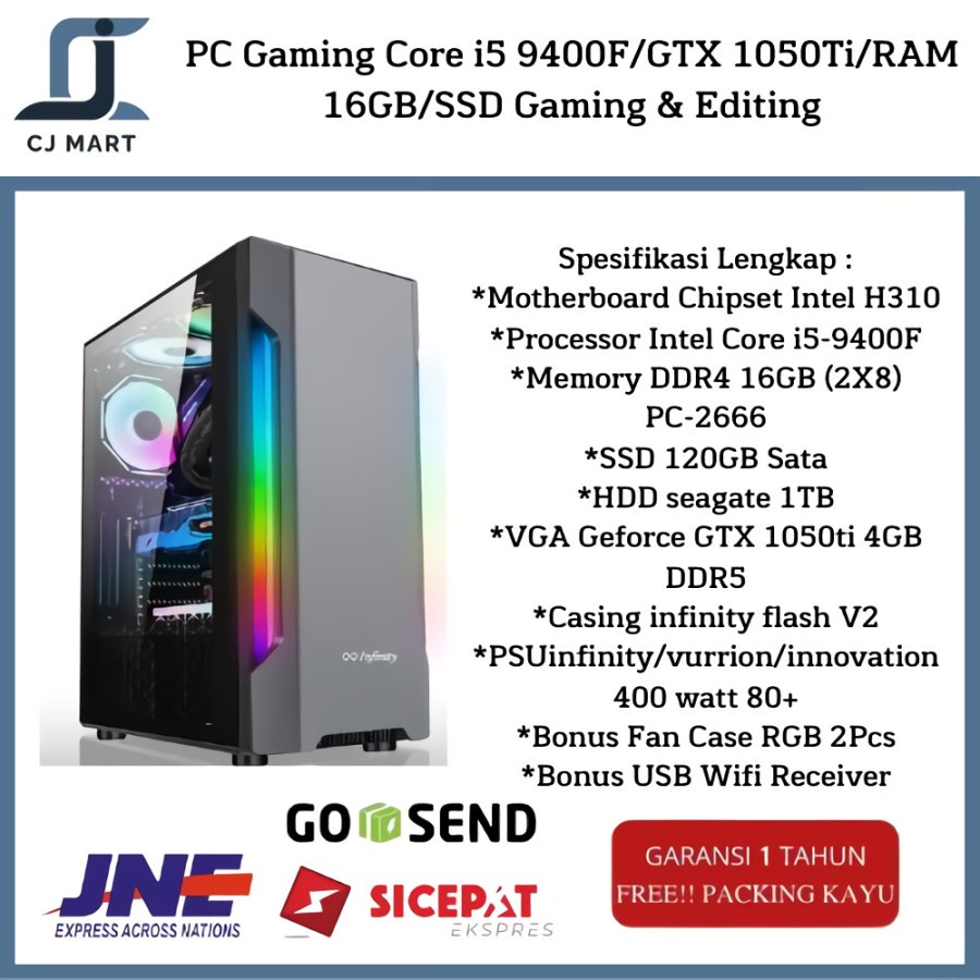 PC Gaming Core i5 9400F/GTX 1050Ti/RAM 16GB/SSD Gaming &amp; Editing