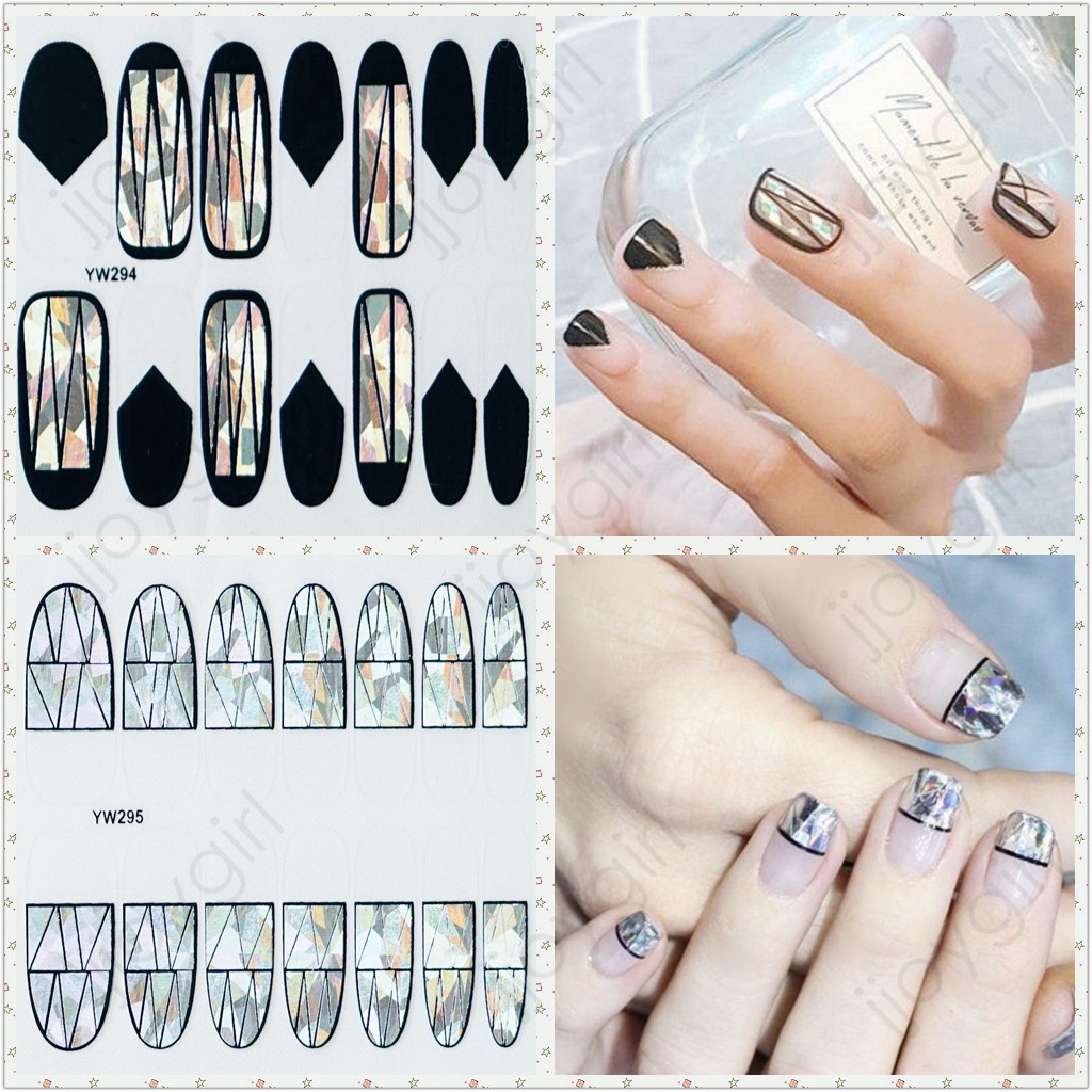 DA &amp; YW  Nail Sticker Kuku 3D Kartun Motif Stiker Kuku Glitter Hiasan Kuku 14PCS Cartoon