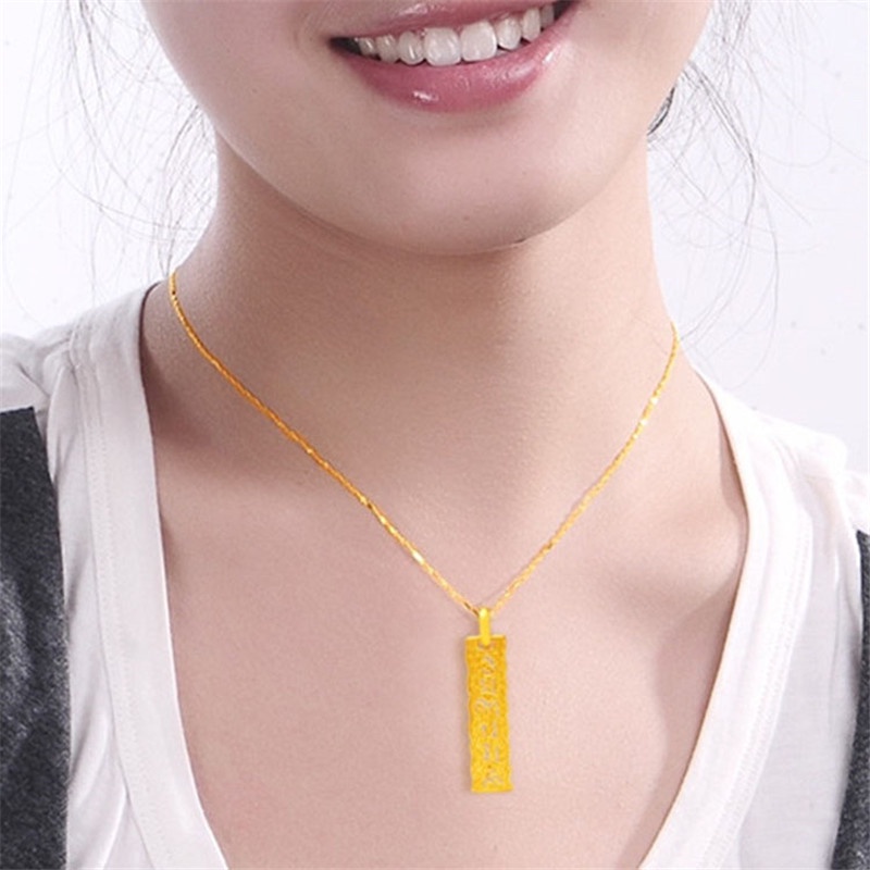 [Ready Stock]Fashion Gold-Plated Rectangular Pendant Necklace