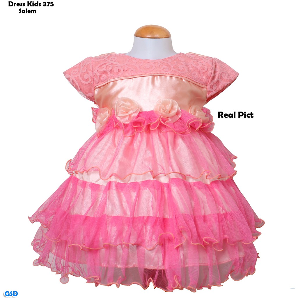 Dress Kids 375 / Dress Anak Brukat Anak Kombi Tile/ Baju Pesta Anak Bayi Good Premium/Gaun Modern