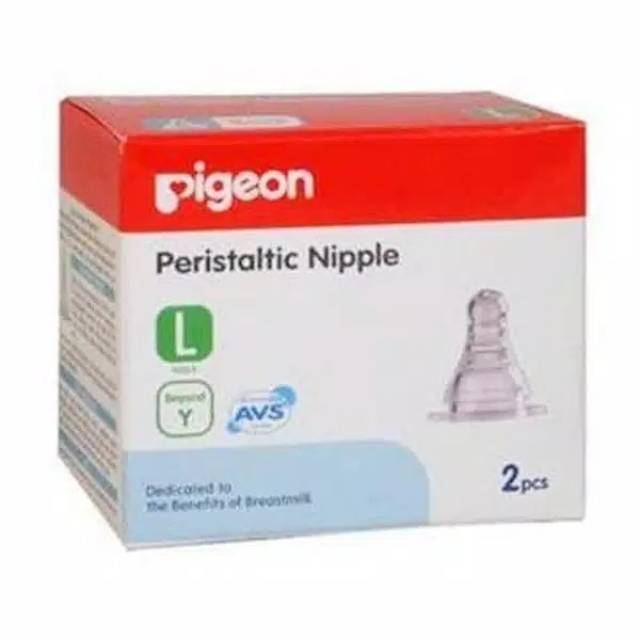 Pigeon peristaltic slim neck nipple isi 2 L/ Dot Bayi