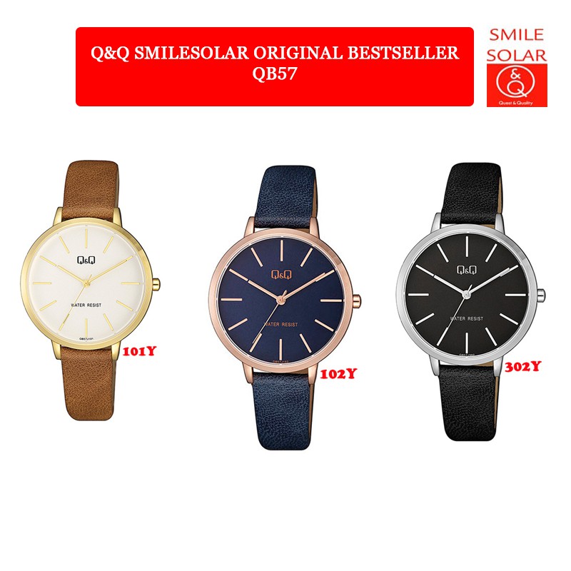 Jam Tangan Wanita Stylist Casual Kulit Leather Analog Original Q&amp;Q QnQ QQ QB57 Q893 Series