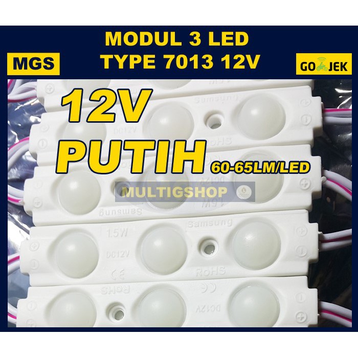 100Pcs Modul 3 LED 7013 12V - Warm white