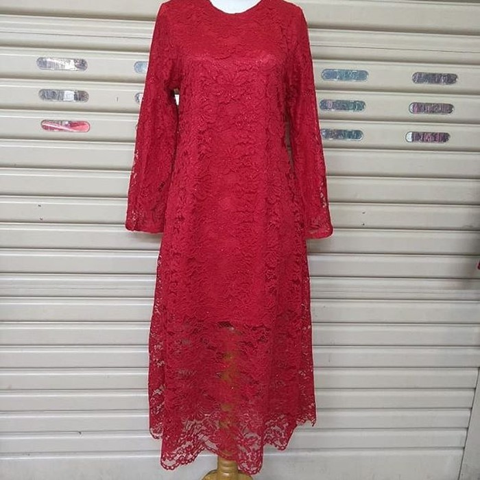 Atasan Kebaya Brokat Kinanti Warna Merah / Kebaya Modern