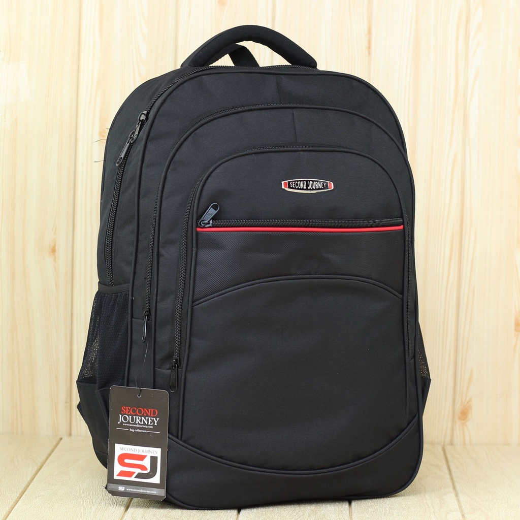 Tas Ransel Pria Second Journey Hitam List Merah Murah Polo Original Terbaru Berkualitas Tebal Dewasa Tas Sekolah SD SMP SMA Kuliah Kerja Tas Gendong Backpack Pria