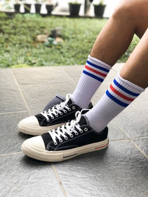 Sepatu Sekolah Converse All Star Classic, Converse 70s Low Black-White Sepatu All Star Chuck Taylor