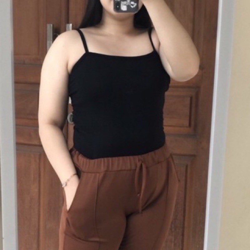 TANKTOP JUMBO POLOS Ukuran Besar - Tank Top Wanita Tali Lebar Big Size-5