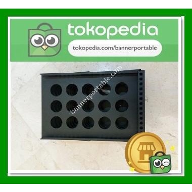 Meja Rak Brosur Mutifungsi Serbaguna Portable Lipat 4 Susun Besi Hitam