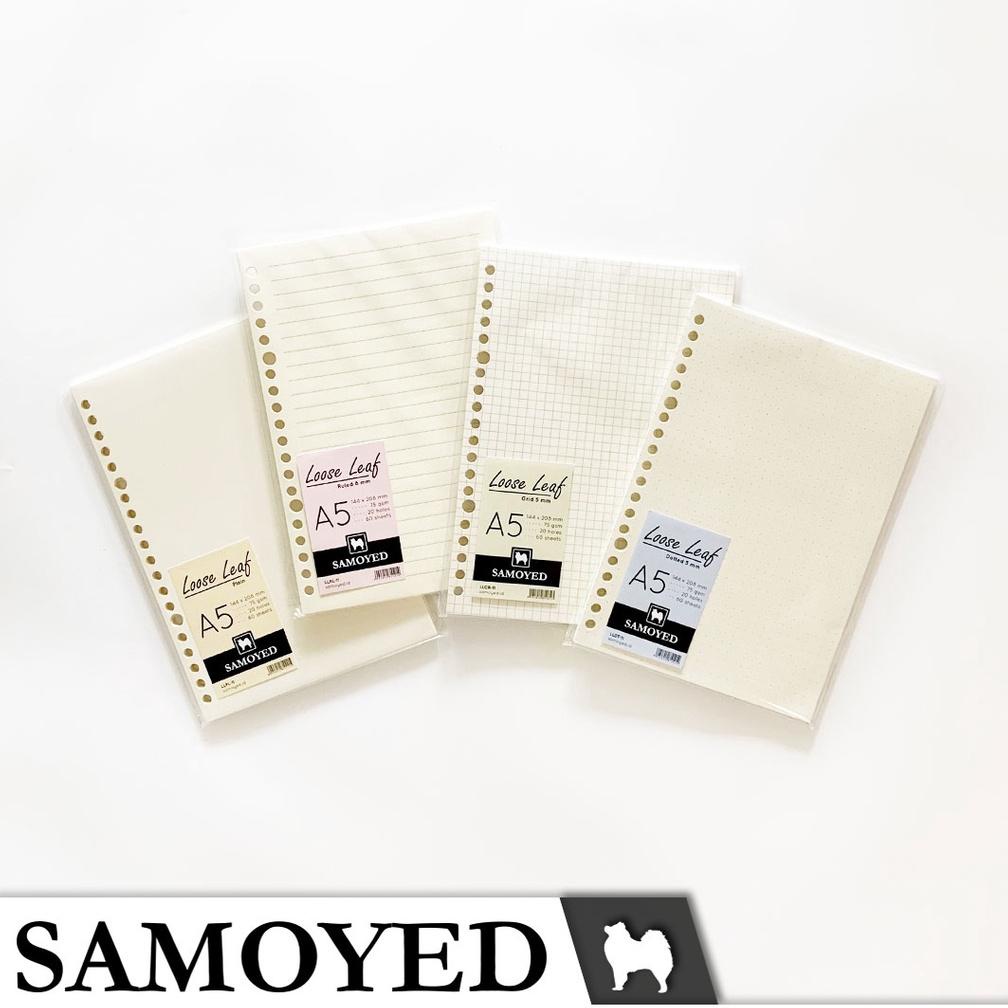 

((BISA COD)) Loose Leaf A5 , 20 Holes isi 60 Lembar Samoyed LL-11 Plain Ruled Grid Dotted Polos Garis Kotak Titik