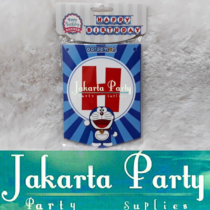 Banner Flag Happy Birthday / Bunting Flag Karakter Doraemon