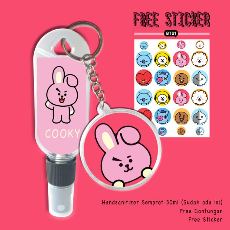 FREE GANTUNGAN KUNCI+STICKER BT21 HAND SANITIZER/POUCH HANDSANITIZER BT21