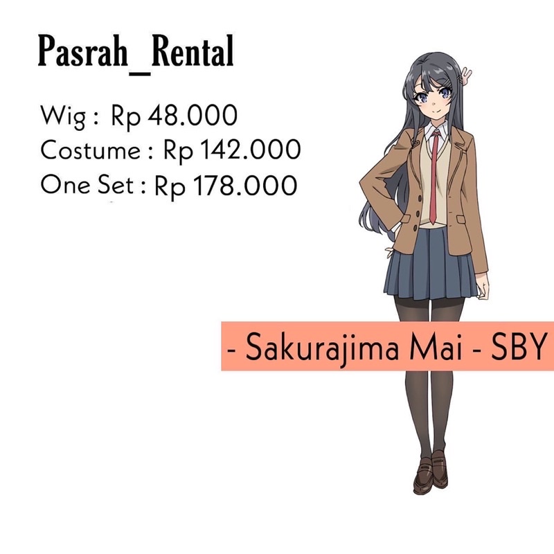 SEWA RENTAL KOSTUM / COSPLAY BUNNY GIRL SAKURAJIMA MAI JUJUTSU KAISEN JJK