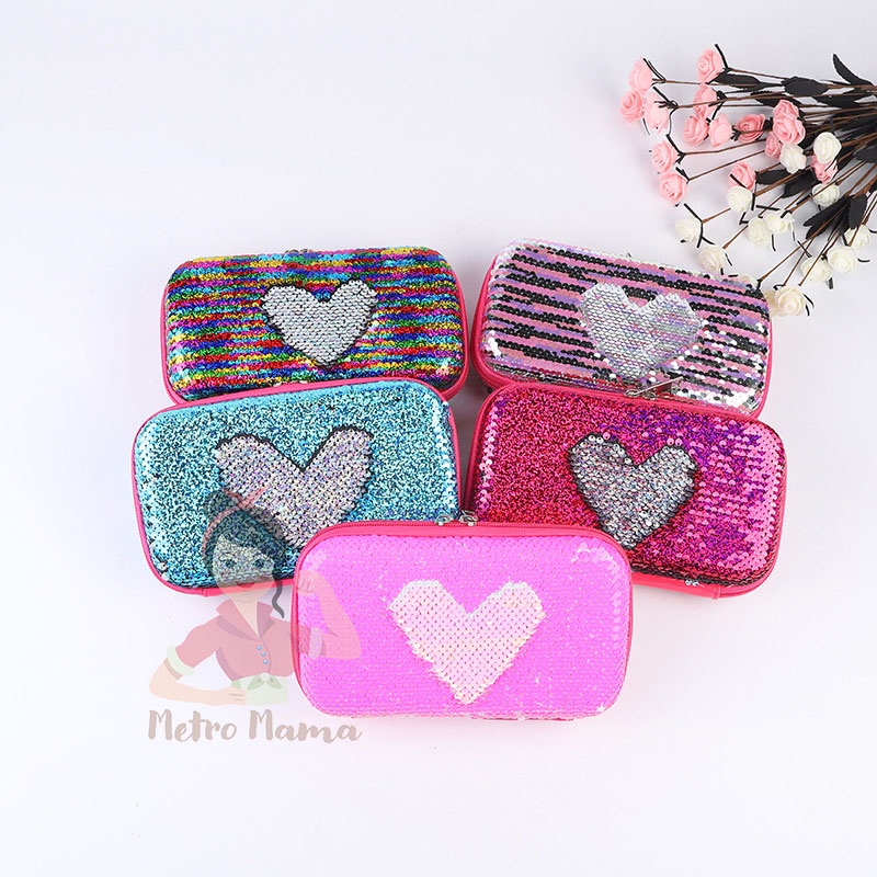 Kotak Pensil 3D Timbul EVA SEQUIN BESAR Premium 22cm Tempat Pencil /Pencil Box Grosir