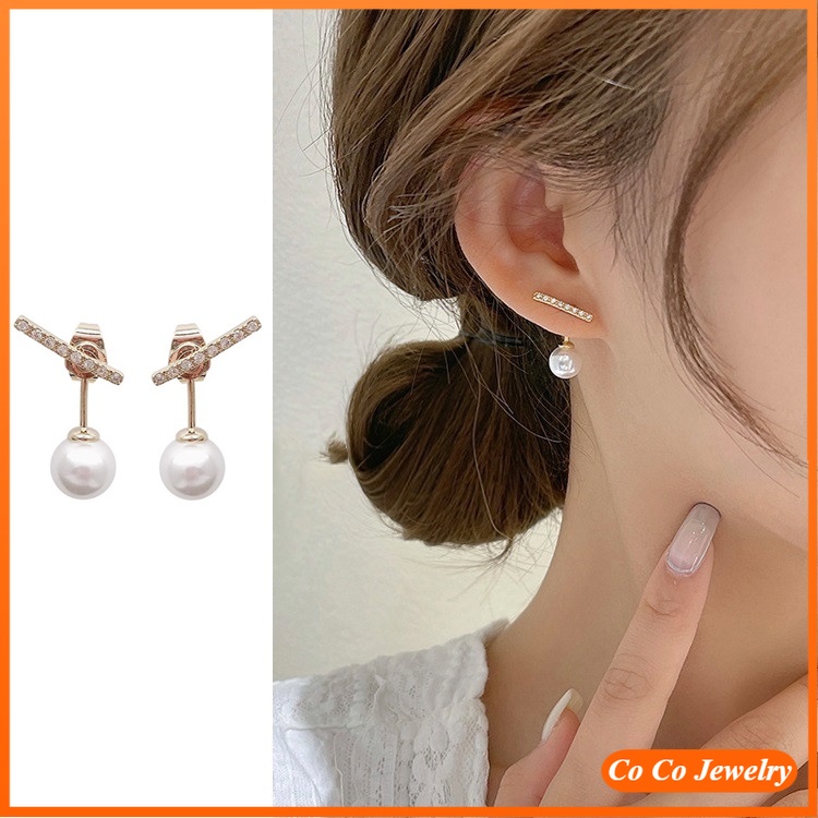 Anting Stud Aksen Mutiara Gaya Simple Untuk Wanita