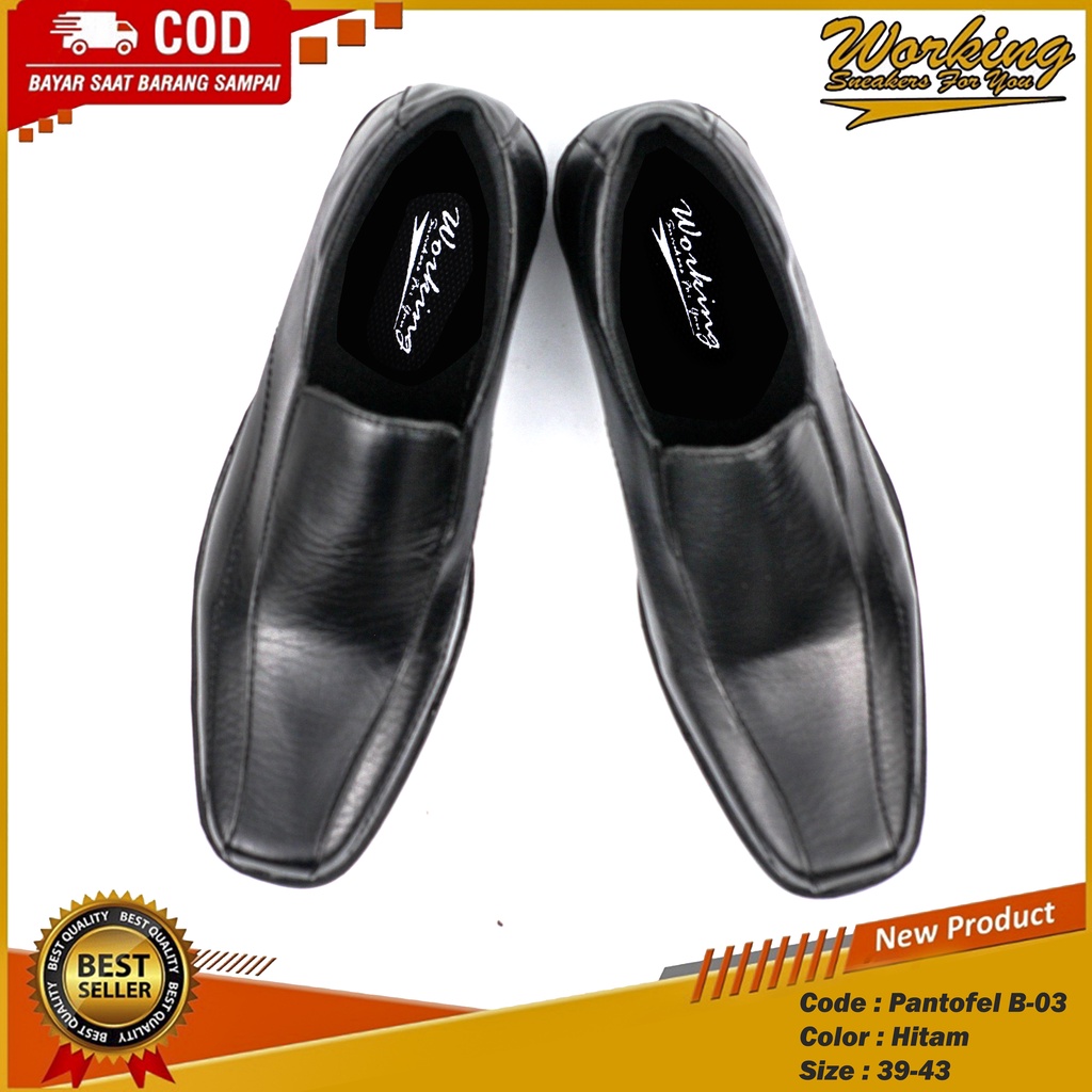 Sepatu Pantofel Slop B-03 Kulit Sintetis Asli