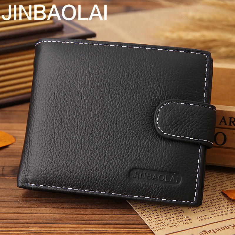 ORIGINAL JINBAOLAI 8040 DOMPET LIPAT PRIA KULIT ASLI DENGAN TEMPAT KOIN