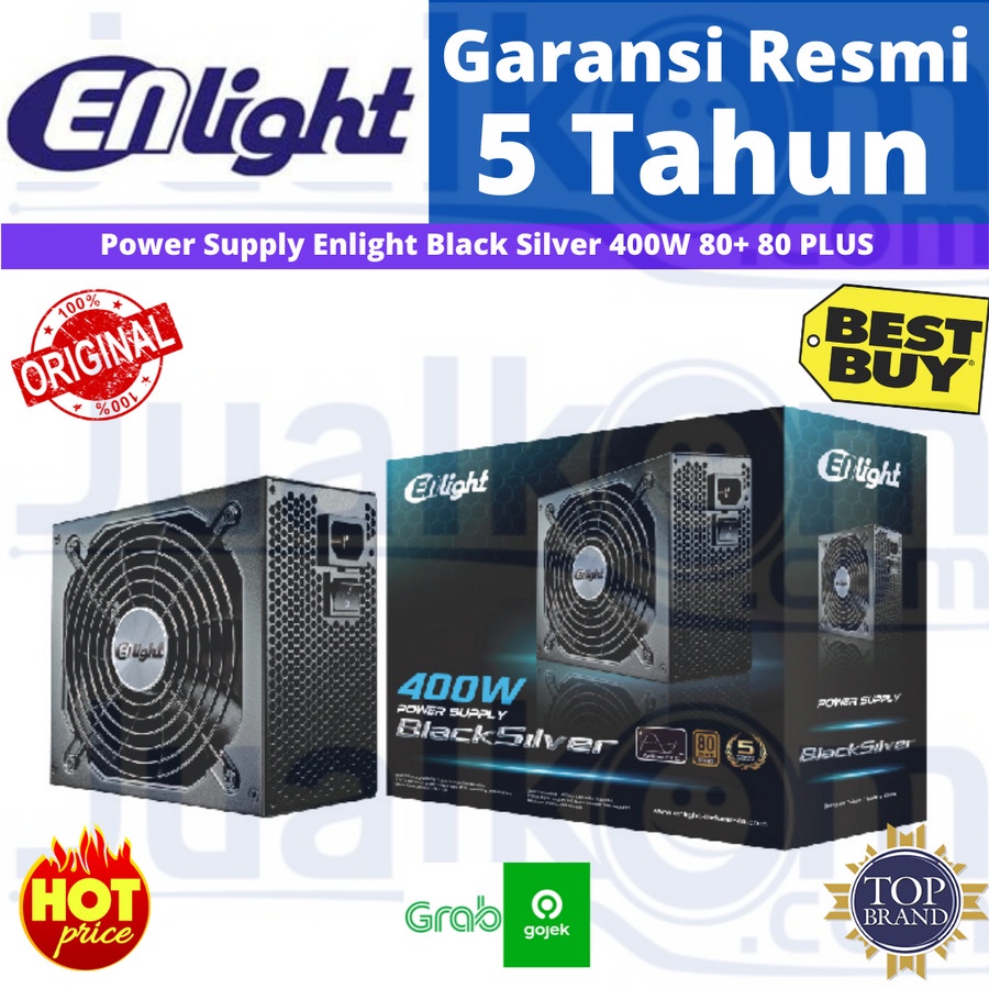 Power Supply Enlight Black Silver 400w PSU 400 Watt 80+ Bronze