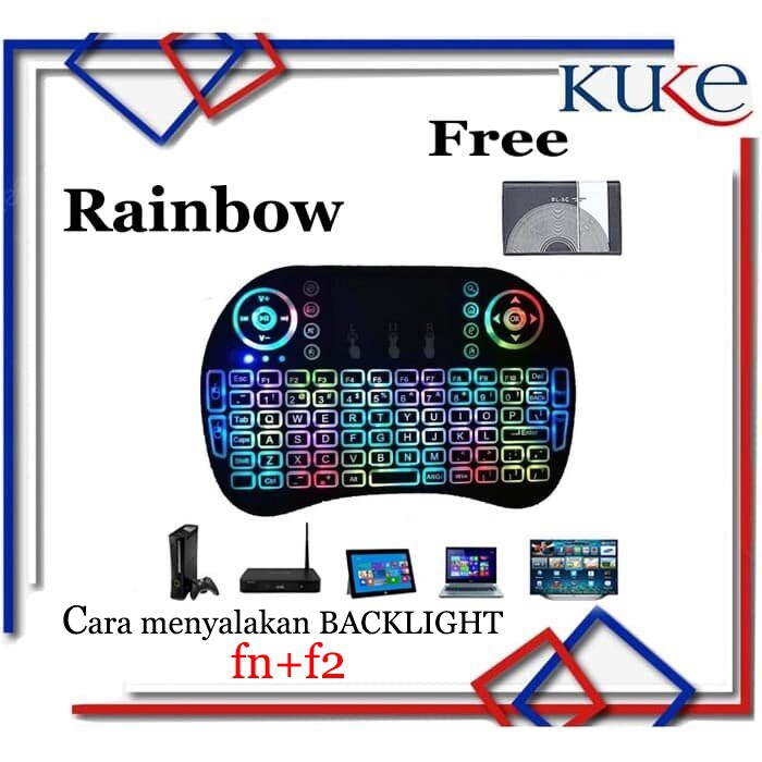 RAINBOW MARQUEE Keyboard Air Mouse i8 Mini Keypad Wireless Touchpad