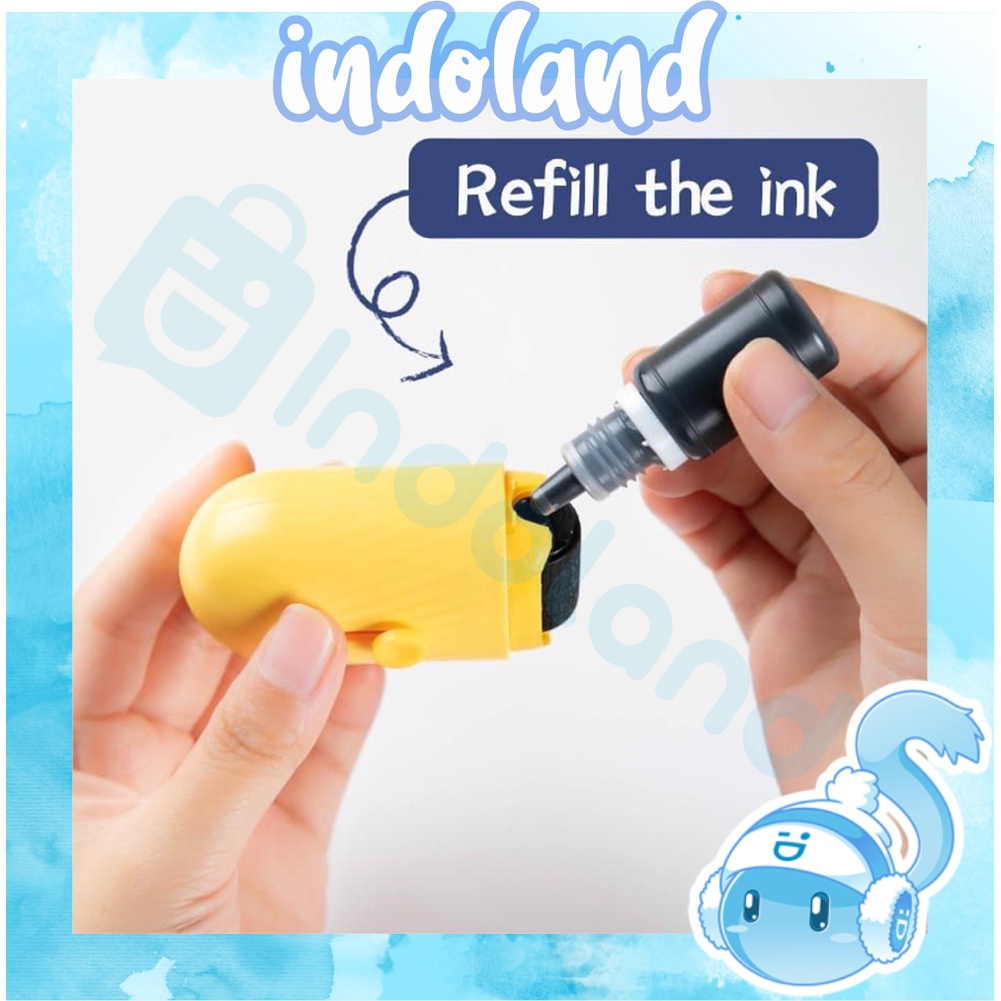 ☀ INDOLAND ☀ ROLLER STAMP 2IN1 CUTTER Tinta Stamp Roller 5ml Botol Isi Ulang Tinta Stempel Dengan Cairan Hitam / Botol Reffil Tinta S022 S021