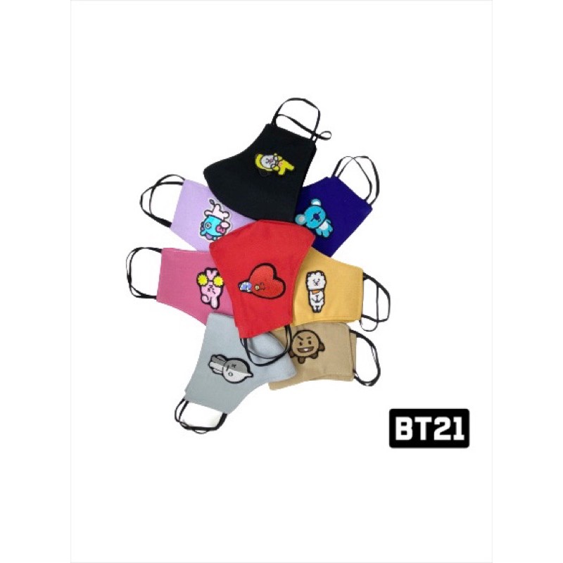 masker kain katun oxford bordir embroidery masker bt21 bts