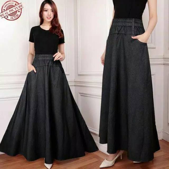  Rok  payung  jeans hitam  kualitas bagus  Shopee Indonesia