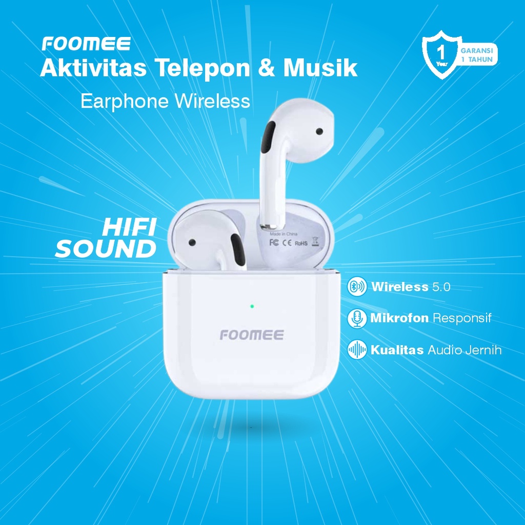 Foomee PA26 Earphone True Wireless Stereo Bluetooth V5.0 Headset Sound HiFi TWS