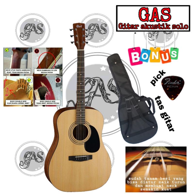 Gitar Akustik Cort ad810  original custom neck tanpa utuh tanpa sambung