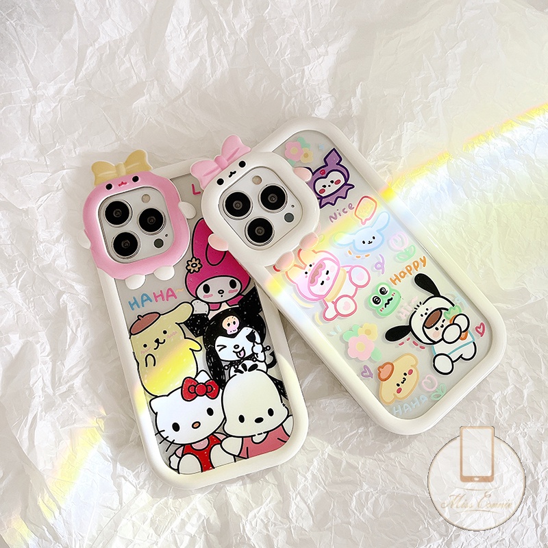 Soft Case TPU Motif Kartun Kucing / Monster / Kelinci 3D Untuk IPhone 11 13 12 14 Pro MAX 6 6S 7 8 Plus XR X XS MAX