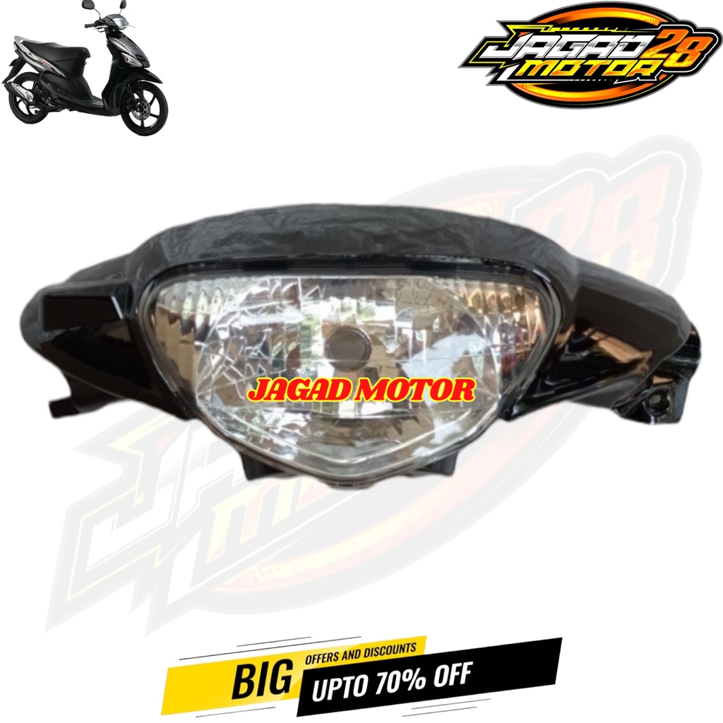 Batok Depan Dan Reflektor Lampu Depan Yamaha Mio Sporty Warna Hitam / Batok Kepala Depan Set Lampu Depan Yamaha Mio Sporty Warna Hitam / Batok Depan Mio Sporty Hitam Set Lampu Depan / Batok Depan Mio Sporty Hitam Dan Lampu Reflektor Depan