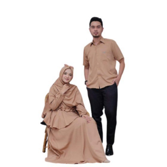 Dalmi Couple Baju Couple Pasangan Baju Lebaran Long Dress Muslim Kemeja Polos Pria