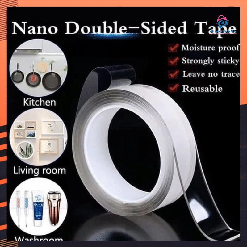 

AK ACC NANO TAPE / DOUBLE TAPE TRANSPARAN UKURAN 1M 3M 5M / ISOLASI PEREKAT AJAIB BENING 2SISI