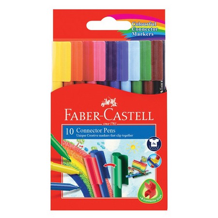 FABER CASTELL CONNECTOR PEN MARKER 10 / 60 WARNA - 10 COLORING PEN MARKERS COLORFULL / NEON COLORS / BRIGHT SOLID COLORS