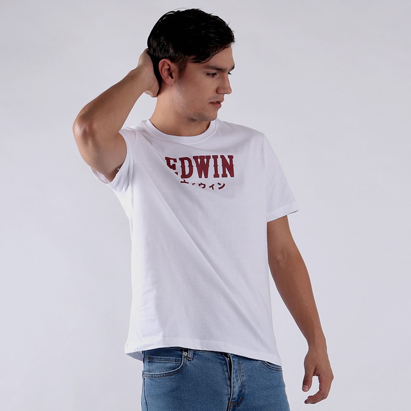 Edwin Unisex Limited Edition T-Shirt Edwin Text White Lengan Pendek