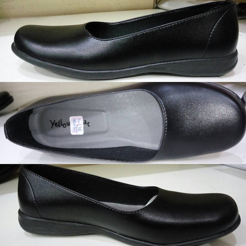 Sepatu Pantofel Full Black Hitam Sekolah Kerja Kuliah Ospek Paskibra Traning Kado Hadiah Wanita