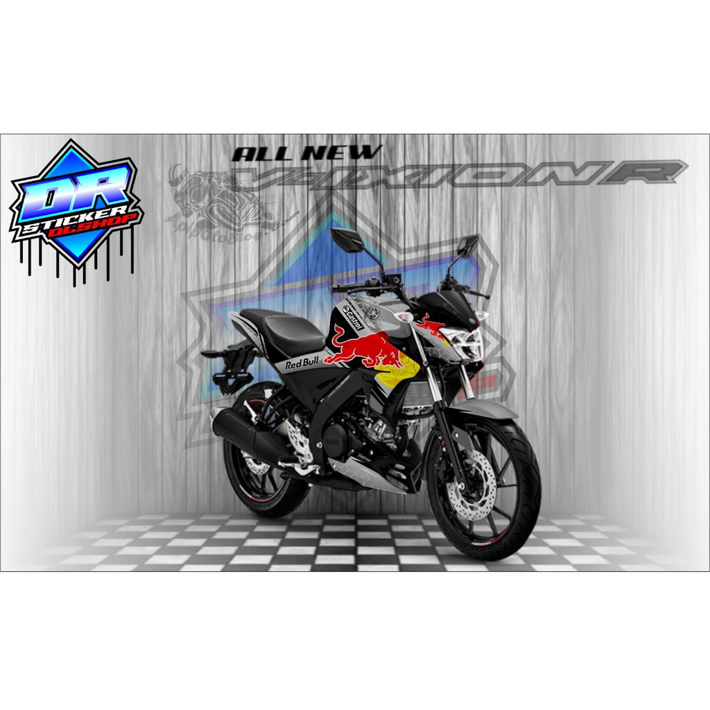 sticker striping yamaha vixion Abu hitam Motif Redbull