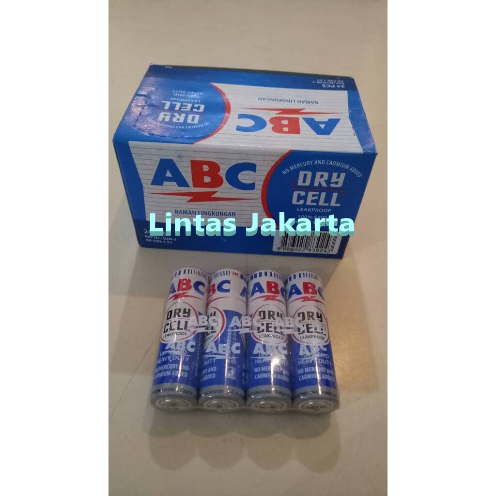 Baterai / Battery Ukuran Kecil AA Merk ABC Biru ( Isi 4 buah )