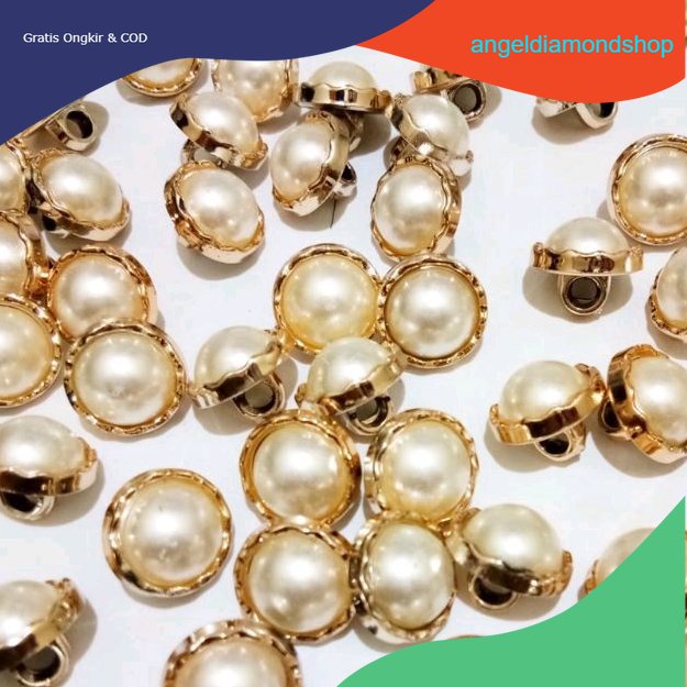 COD 50/100 pcs Diameter 13 mm - Kancing Baju Jamur Motif Mutiara - Kancing Emas mutiara IMPORT