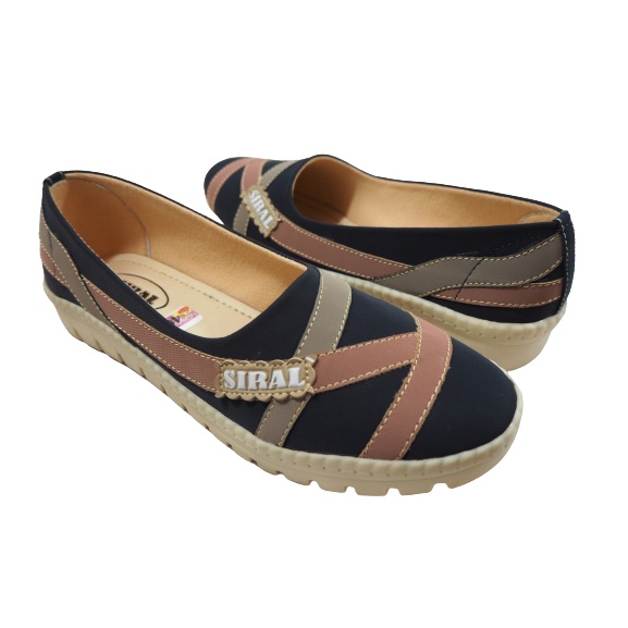 Sepatu Slip On Motif Garis Warna Navy S01R01B1 / Sepatu Wanita / Sepatu Flat / Sepatu Slip On