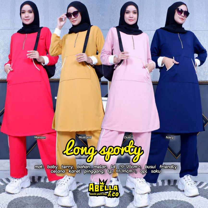 LONG SPORTY / 20.7 / BAHAN BABYTERRY / LD 110-120 CM / ALLSIZE FIT M-XXL / ONESET WANITA / ABELLA