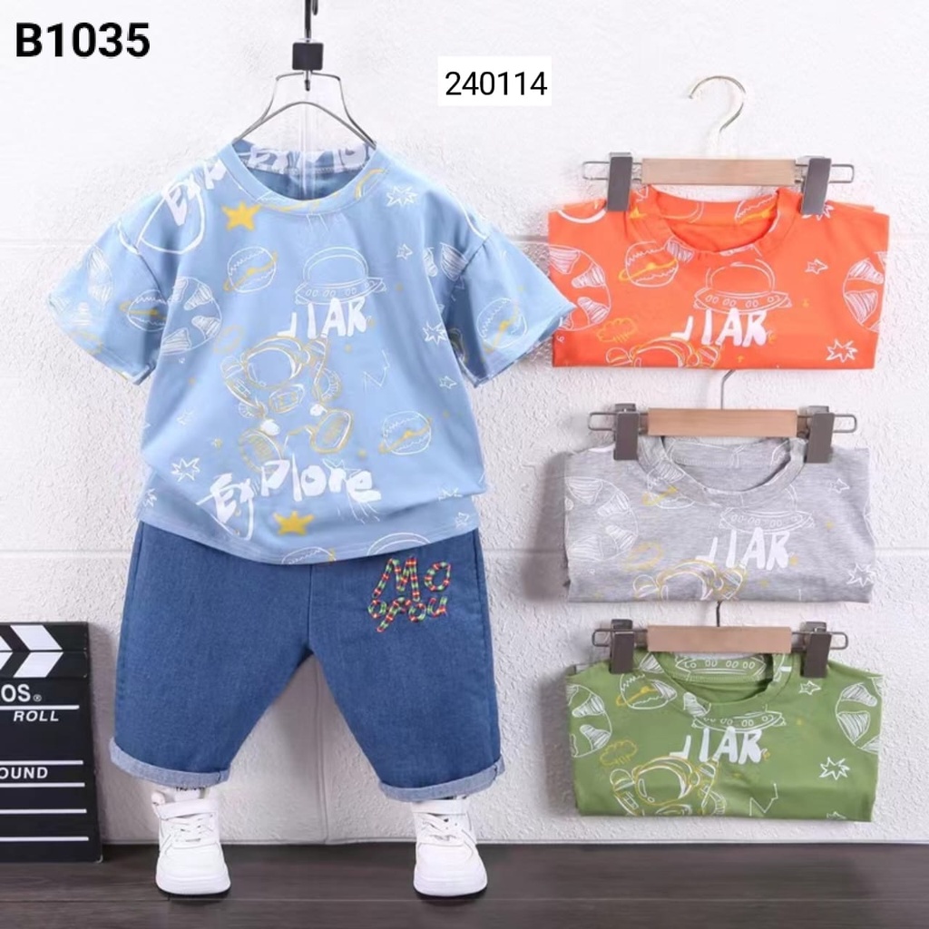 SETELAN KAOS CELANA ANAK IMPORT JIAR EXPLORE B1035