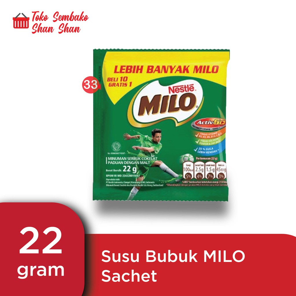 

SUSU BUBUK MILO 22 GR SACHET RENCENGAN ECERAN MURAH