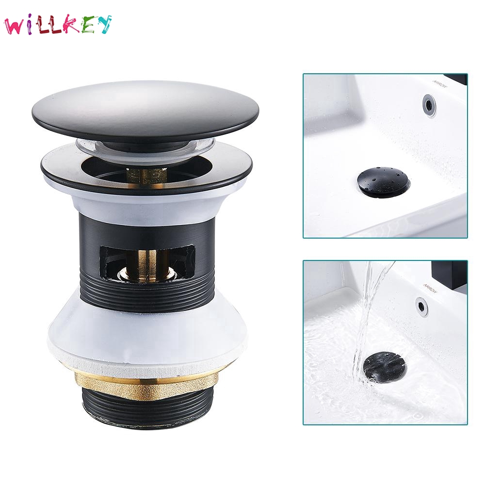 Waste Basin Grooved Pop Up Sink Plug Chrome Bathroom Click Clack Push Button Willkey Shopee Indonesia