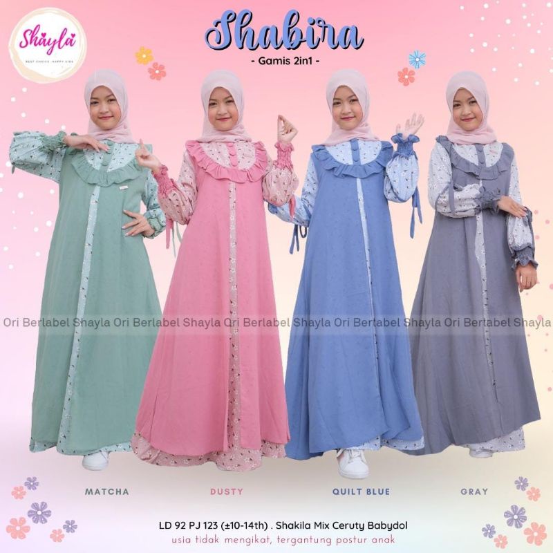 SHABIRA GAMIS 2IN1 DRESS ANAK REMAJA BY SHAYLA